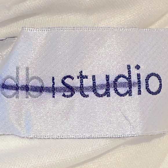 DB Studio Ivory Satin Cap Sleeve Pearl and Crystal Neckline Dress - Sz 12 - Picture 8 of 8